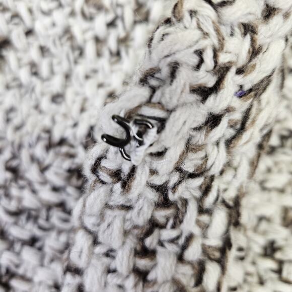 VTG J.Crew Womans Handknit Lambs Wool Cardigan Sweater Marble Brown Fisherman XS - Picture 10 of 16